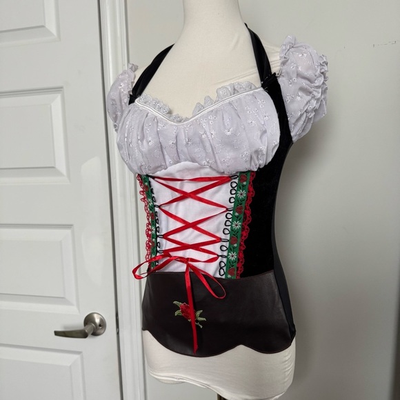 Whimsical vintage inspired dirndl corset top cottagecore oktoberfest S - Picture 4 of 7